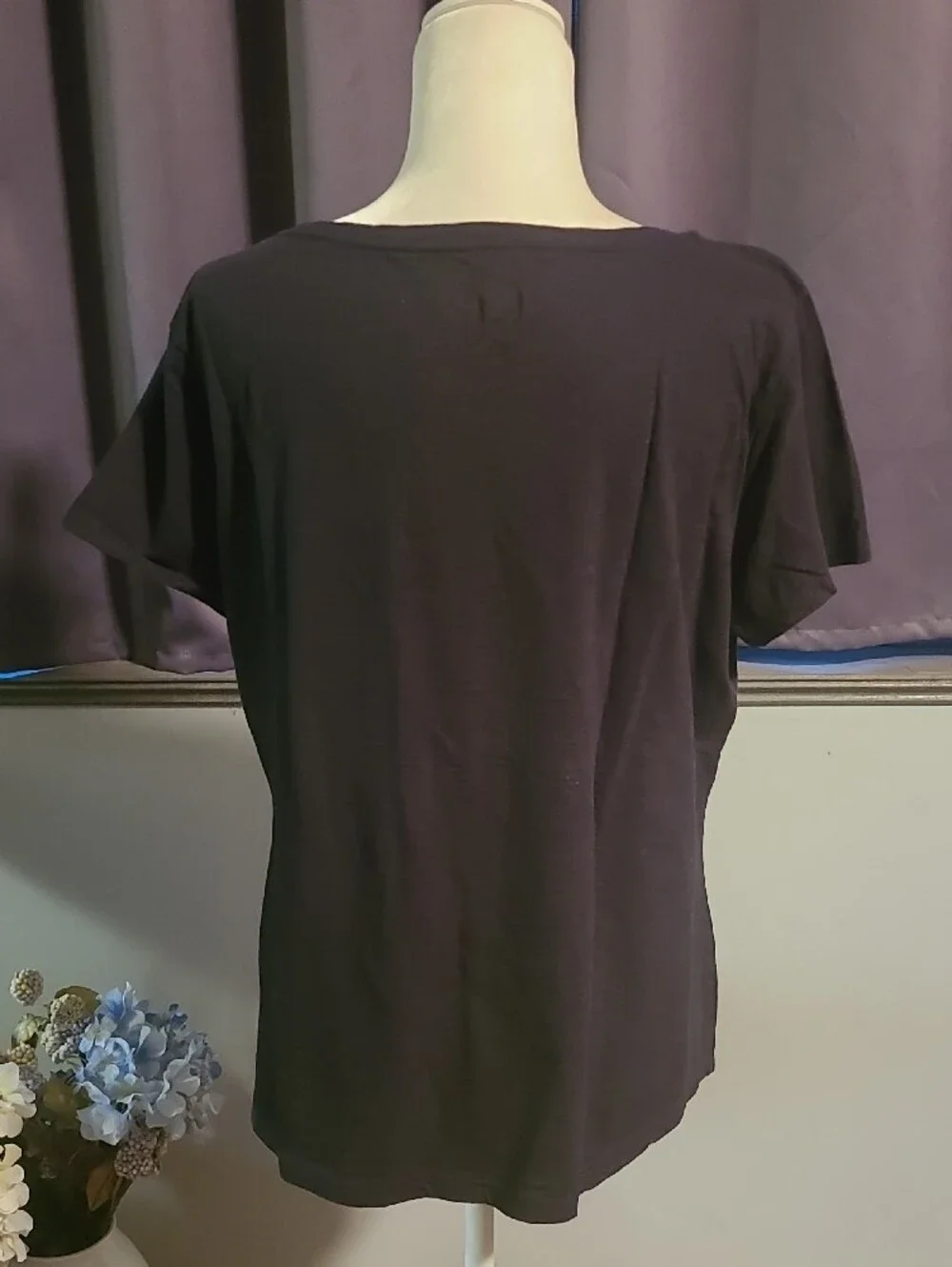 Women’s Black Scoop Neck Short Sleeve Top - XL